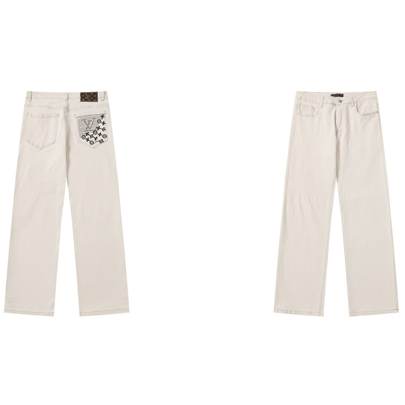 Men Vintage Distressed Denim Jeans Straight Leg Trousers Streetwear Pants Casual Bottoms Joggers Clothes Women