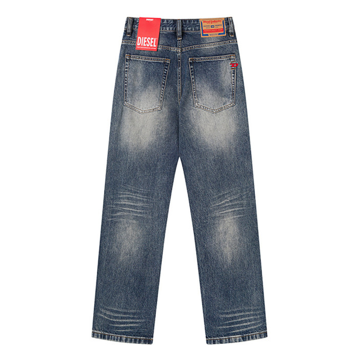 Men Retro Loose Fit Jeans straight-leg Pants Streetwear Bottoms Daily Casual Trousers Unisex