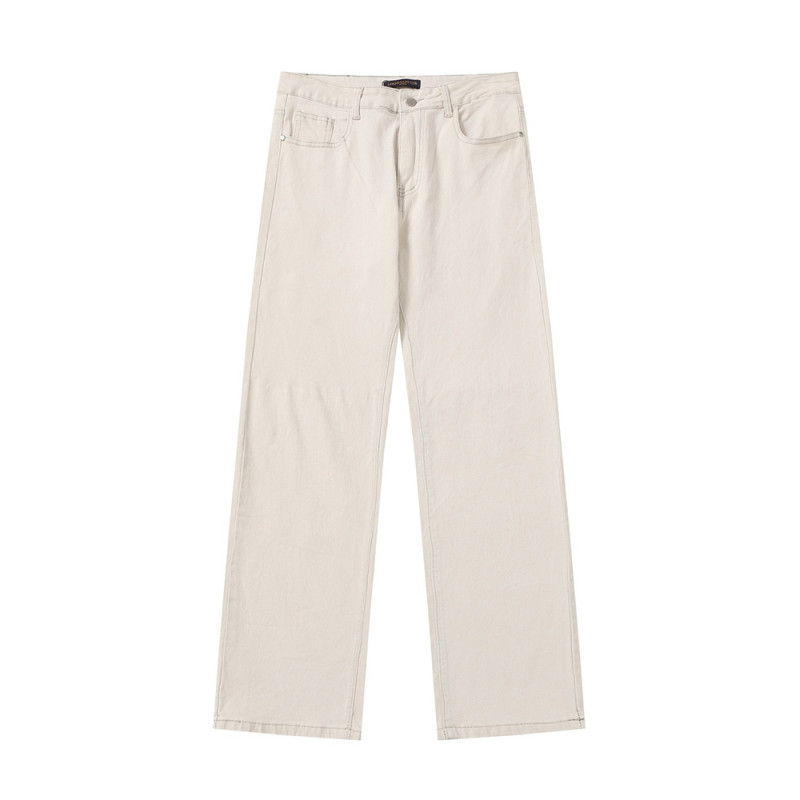 Men Vintage Distressed Denim Jeans Straight Leg Trousers Streetwear Pants Casual Bottoms Joggers Clothes Women