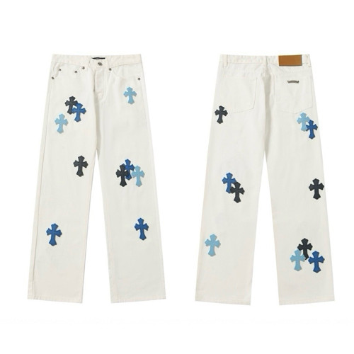 Men Vintage Distressed Denim Jeans Straight Leg Trousers Streetwear Pants Casual Bottoms Joggers Clothes Women