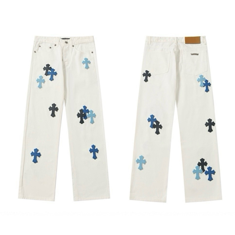 Men Vintage Distressed Denim Jeans Straight Leg Trousers Streetwear Pants Casual Bottoms Joggers Clothes Women