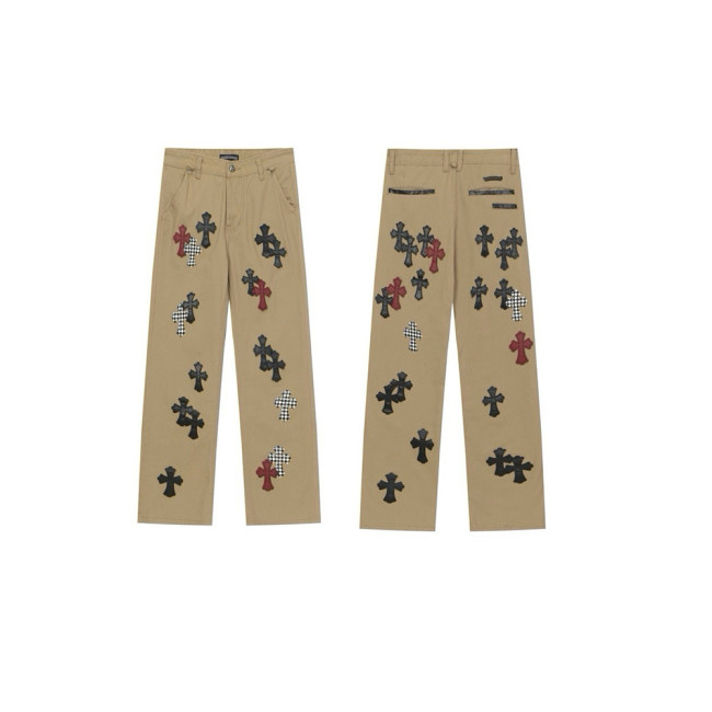 Men Vintage Distressed Denim Jeans Straight Leg Trousers Streetwear Pants Casual Bottoms Joggers Clothes Women