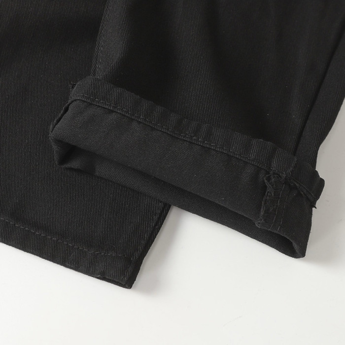 Men Vintage Distressed Denim Jeans Straight Leg Trousers Streetwear Pants Casual Bottoms Joggers Clothes Women