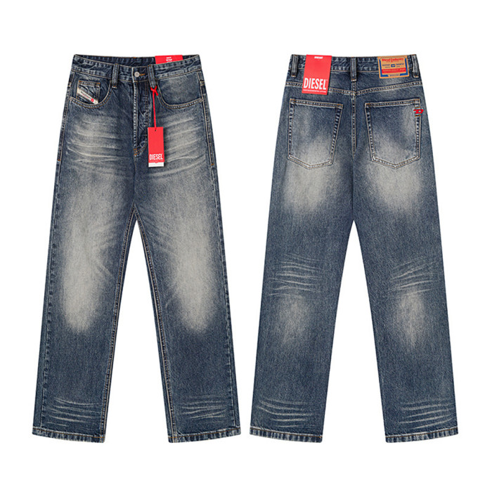 Men Retro Loose Fit Jeans straight-leg Pants Streetwear Bottoms Daily Casual Trousers Unisex