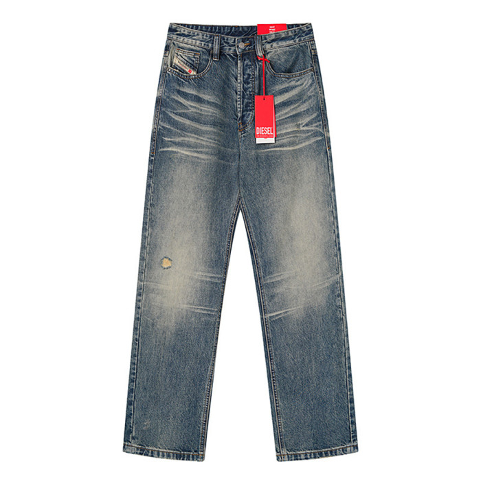 Men Retro Loose Fit Jeans straight-leg Pants Streetwear Bottoms Daily Casual Trousers Unisex