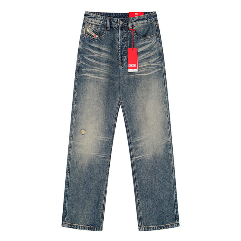 Men Retro Loose Fit Jeans straight-leg Pants Streetwear Bottoms Daily Casual Trousers Unisex