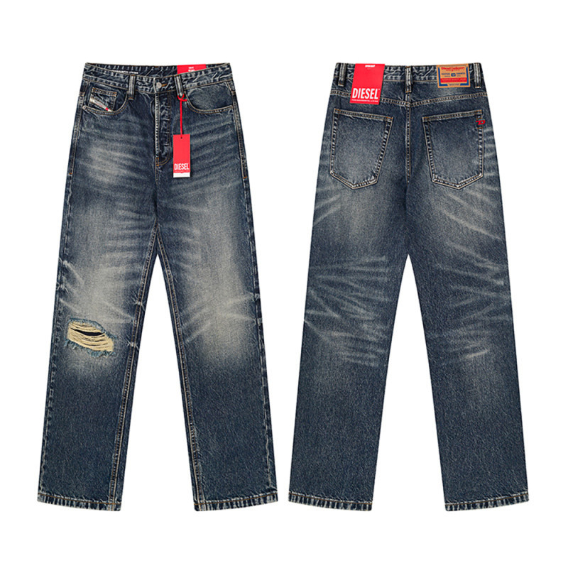 Men Retro Loose Fit Jeans straight-leg Pants Streetwear Bottoms Daily Casual Trousers Unisex