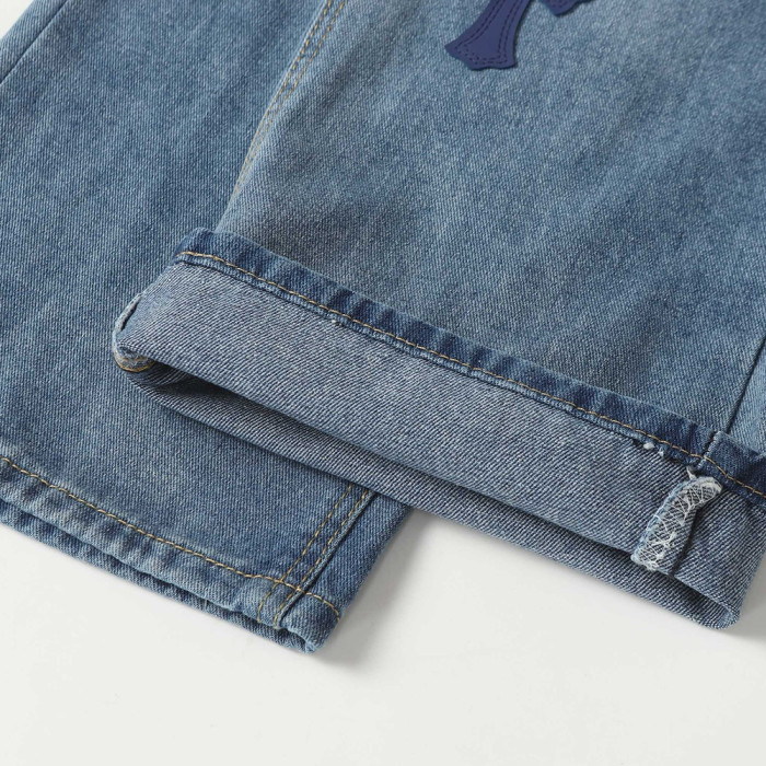 Men Vintage Distressed Denim Jeans Straight Leg Trousers Streetwear Pants Casual Bottoms Joggers Clothes Women