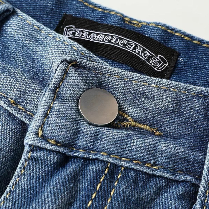 Men Vintage Distressed Denim Jeans Straight Leg Trousers Streetwear Pants Casual Bottoms Joggers Clothes Women