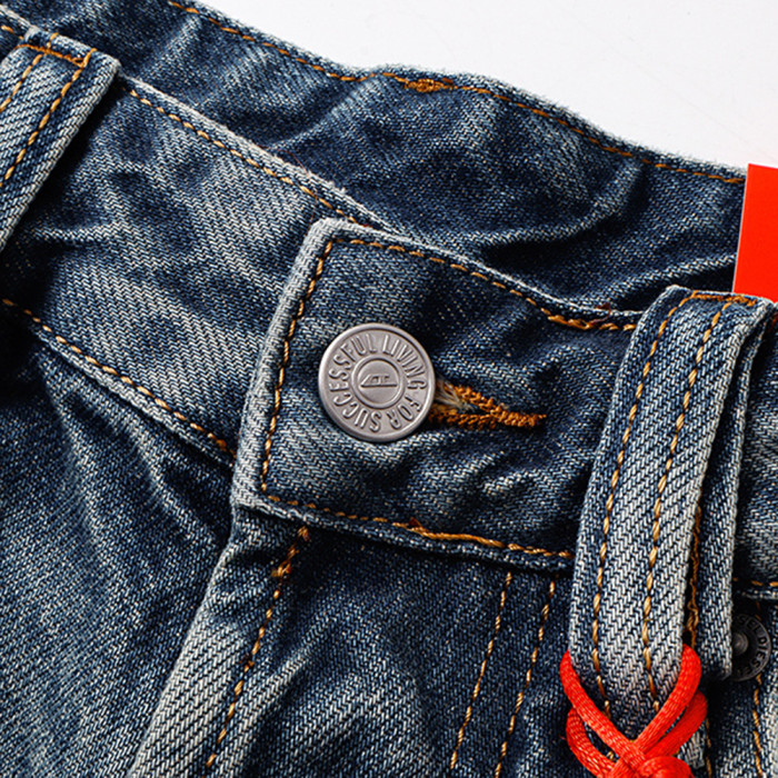 Men Retro Loose Fit Jeans straight-leg Pants Streetwear Bottoms Daily Casual Trousers Unisex