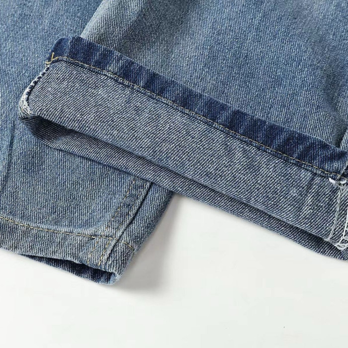 Men Vintage Distressed Denim Jeans Straight Leg Trousers Streetwear Pants Casual Bottoms Joggers Clothes Women