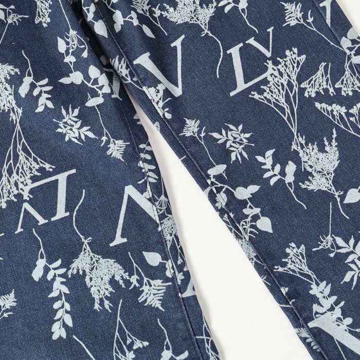 Men Vintage Distressed Denim Full Print Jeans Straight Leg Trousers Streetwear Pants Casual Bottoms Joggers Clothes Women