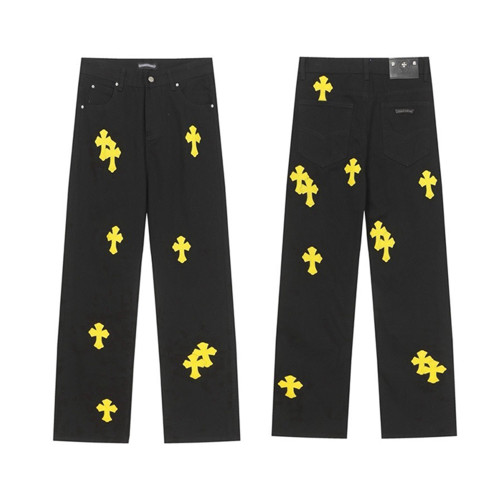 Men Vintage Distressed Denim Jeans Straight Leg Trousers Streetwear Pants Casual Bottoms Joggers Clothes Women