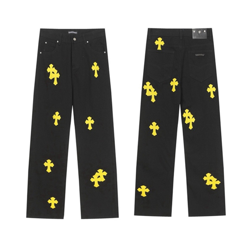 Men Vintage Distressed Denim Jeans Straight Leg Trousers Streetwear Pants Casual Bottoms Joggers Clothes Women