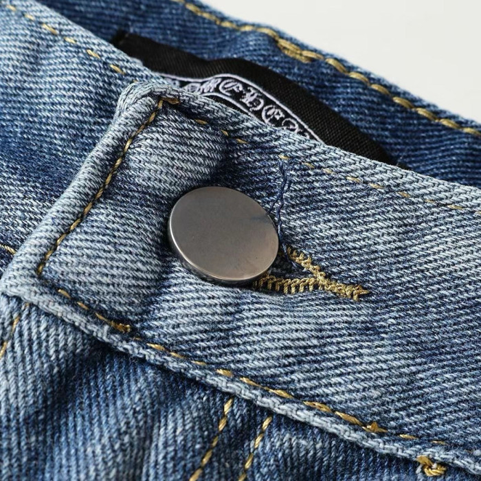 Men Vintage Distressed Denim Patch Jeans Straight Leg Trousers Streetwear Pants Casual Bottoms Joggers Clothes Women