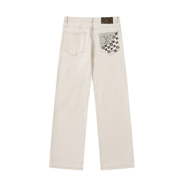 Men Vintage Distressed Denim Jeans Straight Leg Trousers Streetwear Pants Casual Bottoms Joggers Clothes Women