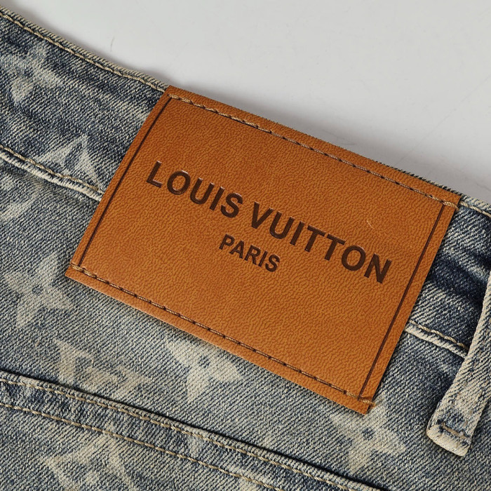 Men Vintage Distressed Denim Full Print Jeans Straight Leg Trousers Streetwear Pants Casual Bottoms Joggers Clothes Women