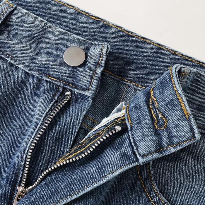 Men Vintage Distressed Denim Jeans Straight Leg Trousers Streetwear Pants Casual Bottoms Joggers Clothes Women