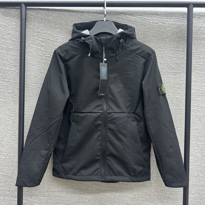 Men Women Fleece Lined Windproof Hooded Jacket Full Zip Windbreaker Long Sleeves Casual Coats Unisex