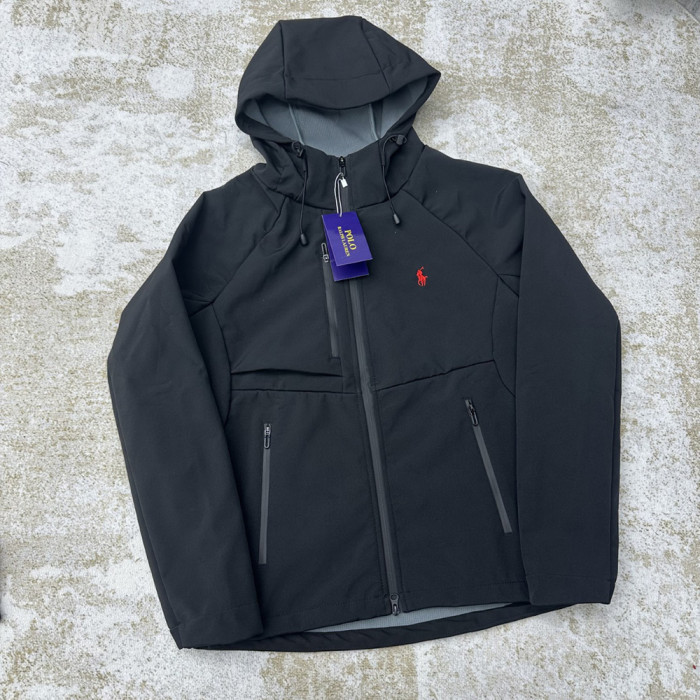 Men Women Fleece Lined Windproof Hooded Jacket Full Zip Windbreaker Long Sleeves Casual Coats Unisex