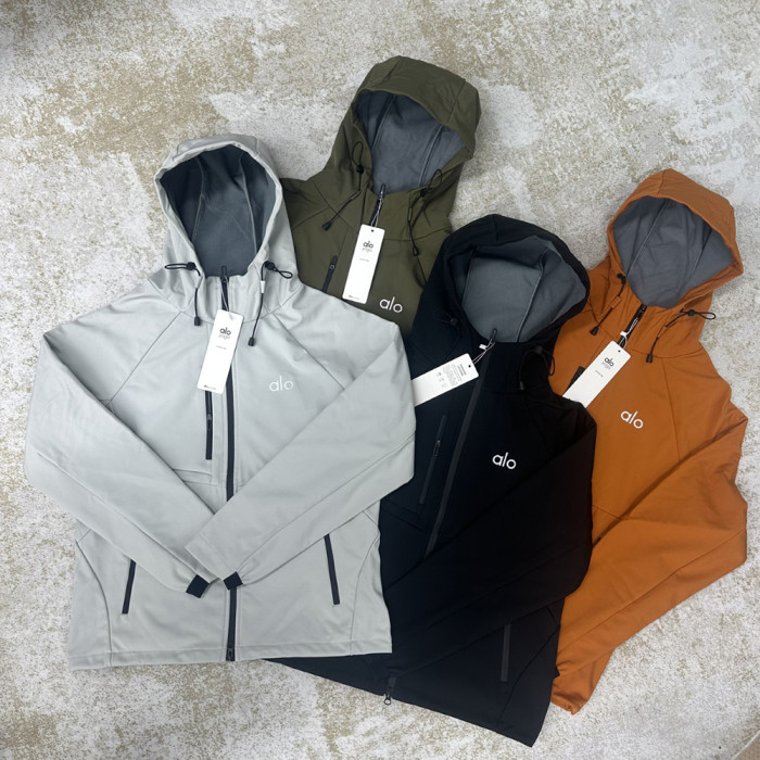 Men Women Fleece Lined Windproof Hooded Jacket Full Zip Windbreaker Long Sleeves Casual Coats Unisex