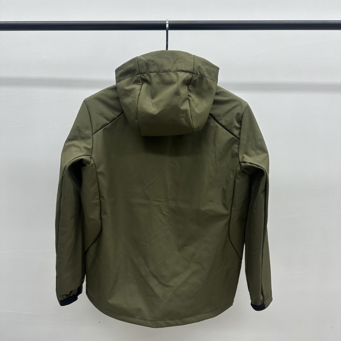 Men Women Fleece Lined Windproof Hooded Jacket Full Zip Windbreaker Long Sleeves Casual Coats Unisex