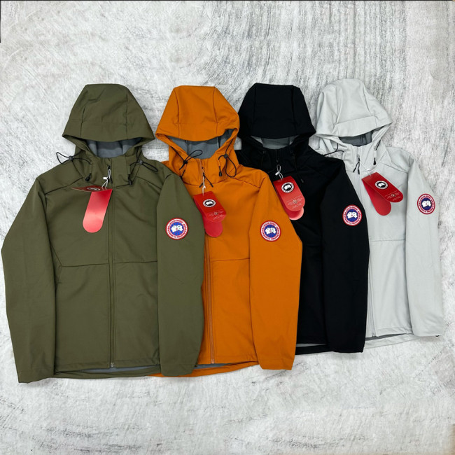 Men Women Fleece Lined Windproof Hooded Jacket Full Zip Windbreaker Long Sleeves Casual Coats Unisex
