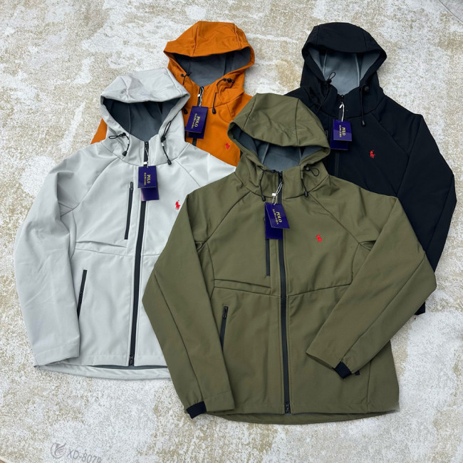 Men Women Fleece Lined Windproof Hooded Jacket Full Zip Windbreaker Long Sleeves Casual Coats Unisex