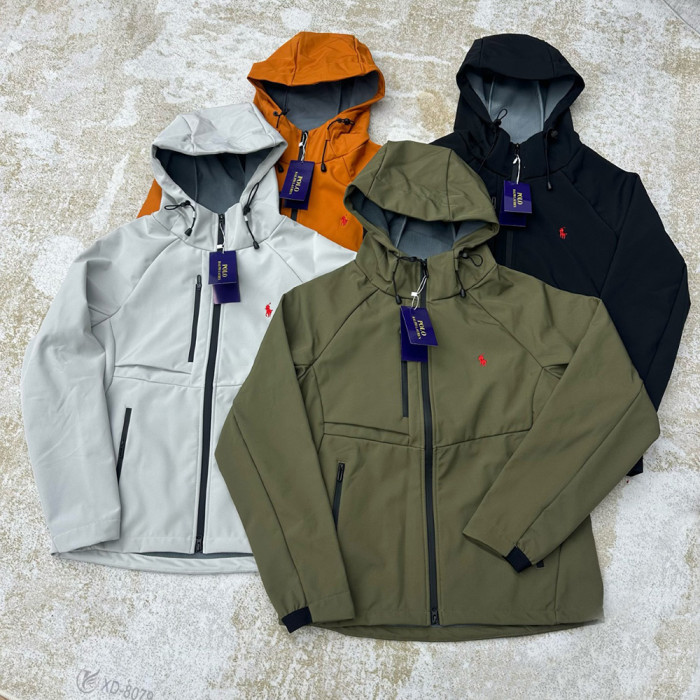 Men Women Fleece Lined Windproof Hooded Jacket Full Zip Windbreaker Long Sleeves Casual Coats Unisex