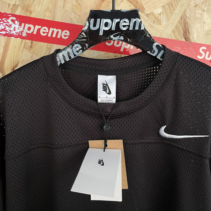 Men Women Crew Neck Sweatshirt Mesh Pullover Long Sleeves Sports Shirt Tops Casual Streetwear Unisex