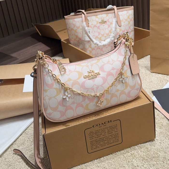 Women's Pastel Gradient Shoulder Hobo Bag Crescent Shoulder Bag  Half-moon Crossbody Bag Handbag For Daily Use 24cm