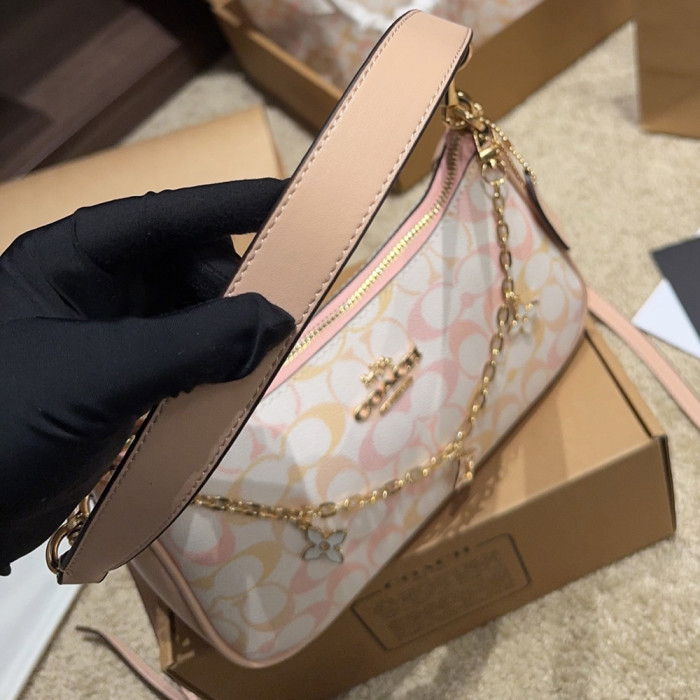 Women's Pastel Gradient Shoulder Hobo Bag Crescent Shoulder Bag  Half-moon Crossbody Bag Handbag For Daily Use 24cm