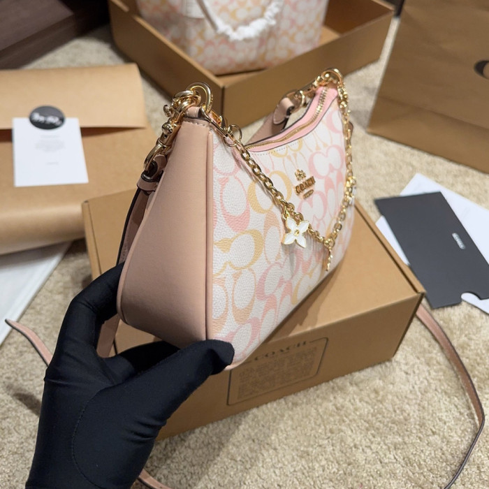 Women's Pastel Gradient Shoulder Hobo Bag Crescent Shoulder Bag  Half-moon Crossbody Bag Handbag For Daily Use 24cm
