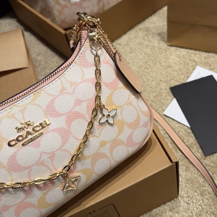 Women's Pastel Gradient Shoulder Hobo Bag Crescent Shoulder Bag  Half-moon Crossbody Bag Handbag For Daily Use 24cm
