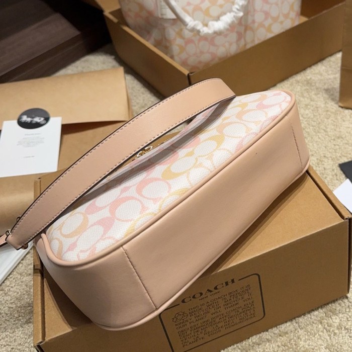 Women's Pastel Gradient Shoulder Hobo Bag Crescent Shoulder Bag  Half-moon Crossbody Bag Handbag For Daily Use 24cm