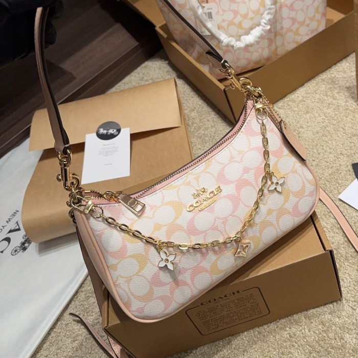 Women's Pastel Gradient Shoulder Hobo Bag Crescent Shoulder Bag  Half-moon Crossbody Bag Handbag For Daily Use 24cm