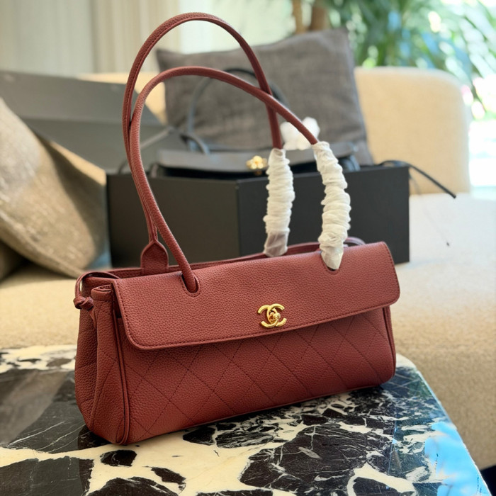 Women Quilted Leather Long Flap Shoulder Bag Baguette Underarm Bag Hobo Shopping Bag Handbags
