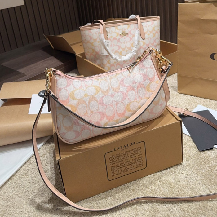 Women's Pastel Gradient Shoulder Hobo Bag Crescent Shoulder Bag  Half-moon Crossbody Bag Handbag For Daily Use 24cm