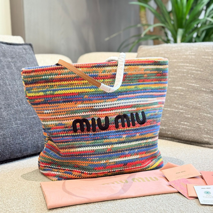 Women's Classic Open-Top Multicolored Crochet Tote Bag Top Handle Shoulder Bag Strip Woven Handbag