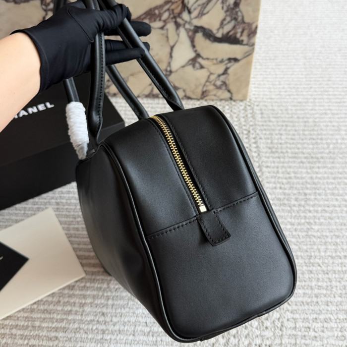 Women's Top Handle Bowling Bag Leather Shoulder Bag Shopper Tote Bag Handbag