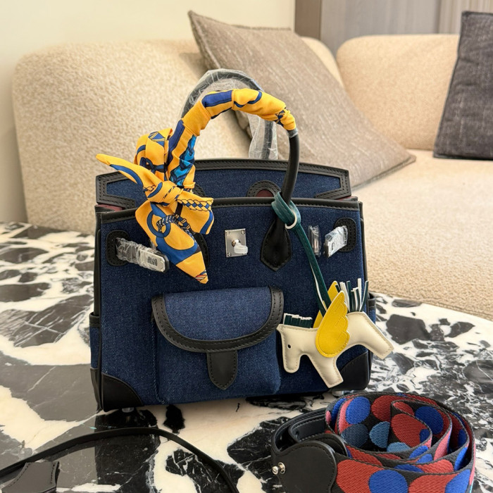 Women Top Handle Satchel Bag Shoulder Handbag Multi-pocket Cargo Tote Shopper 25cm