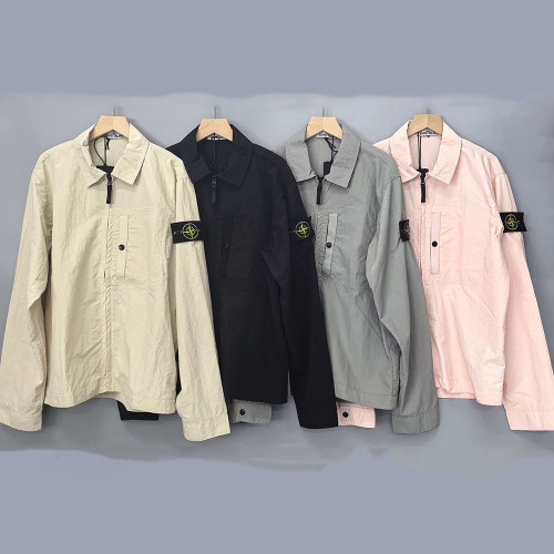 Men Women Lightweight Full Zip Overshirt Long Sleeve Shirt Jacket Tops Casual Outdoor Shirt Unisex