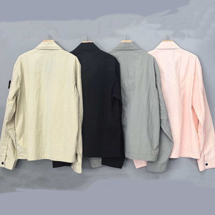 Men Women Lightweight Full Zip Overshirt Long Sleeve Shirt Jacket Tops Casual Outdoor Shirt Unisex