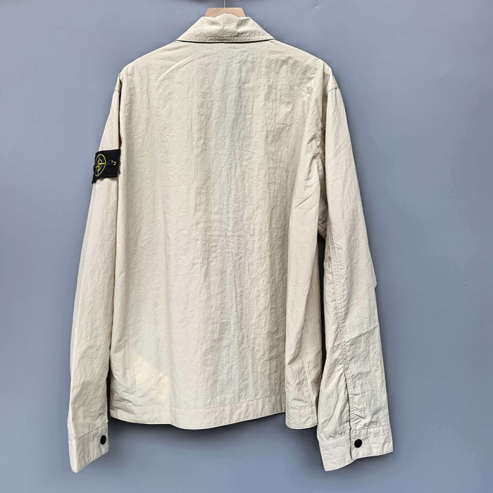Men Women Lightweight Full Zip Overshirt Long Sleeve Shirt Jacket Tops Casual Outdoor Shirt Unisex
