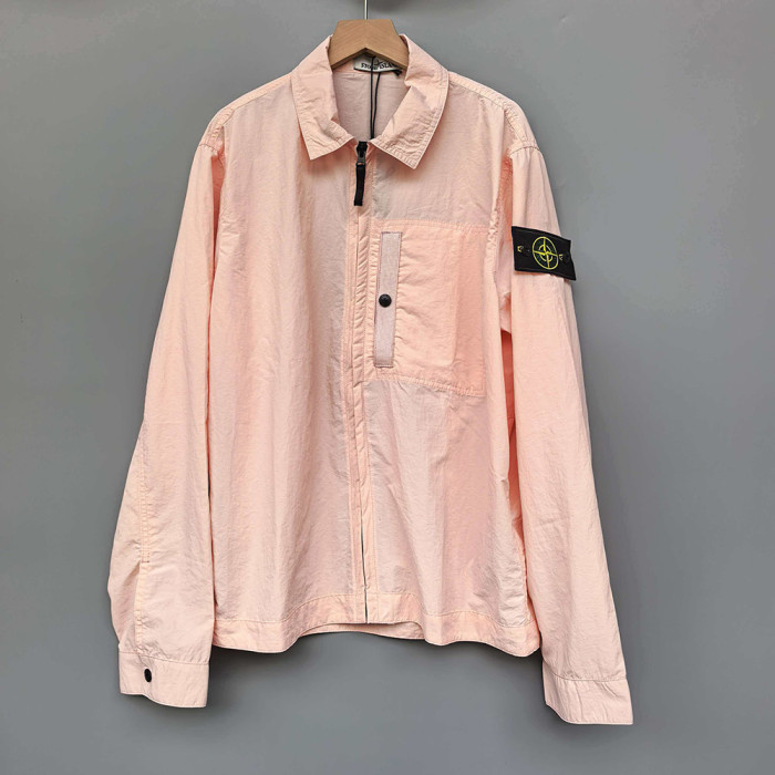 Men Women Lightweight Full Zip Overshirt Long Sleeve Shirt Jacket Tops Casual Outdoor Shirt Unisex