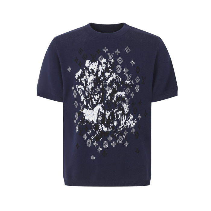 Men Women Knit T-shirt Short Sleeve T-shirt Pullover Tops Sweatshirt Unisex Tee Casual T-shirt