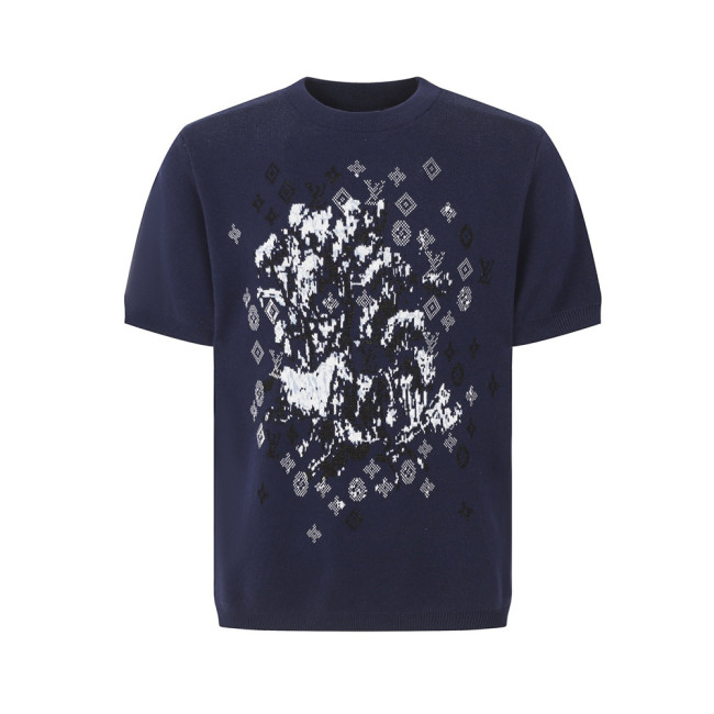 Men Women Knit T-shirt Short Sleeve T-shirt Pullover Tops Sweatshirt Unisex Tee Casual T-shirt