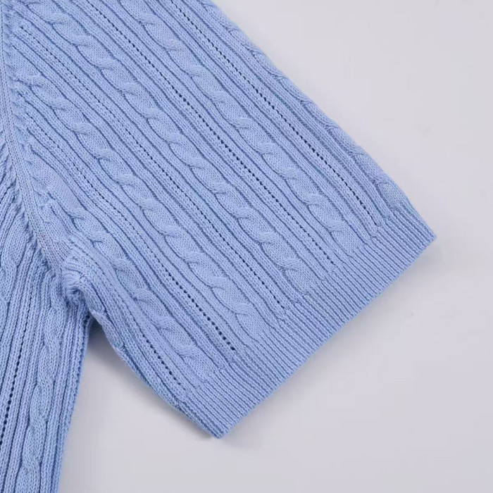 Men Women Knit T-shirt Short Sleeve T-shirt Pullover Tops Sweatshirt Unisex Tee Casual T-shirt