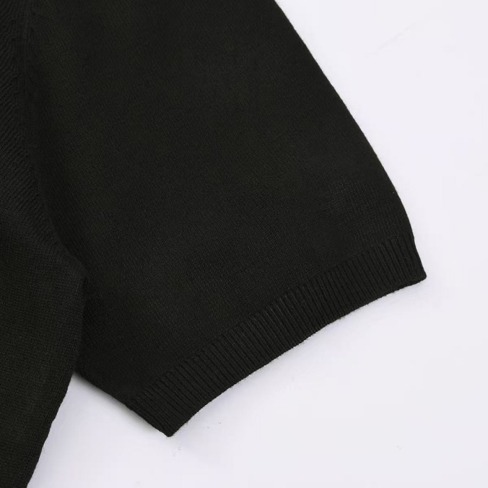 Men Women Knit T-shirt Short Sleeve T-shirt Pullover Tops Sweatshirt Unisex Tee Casual T-shirt
