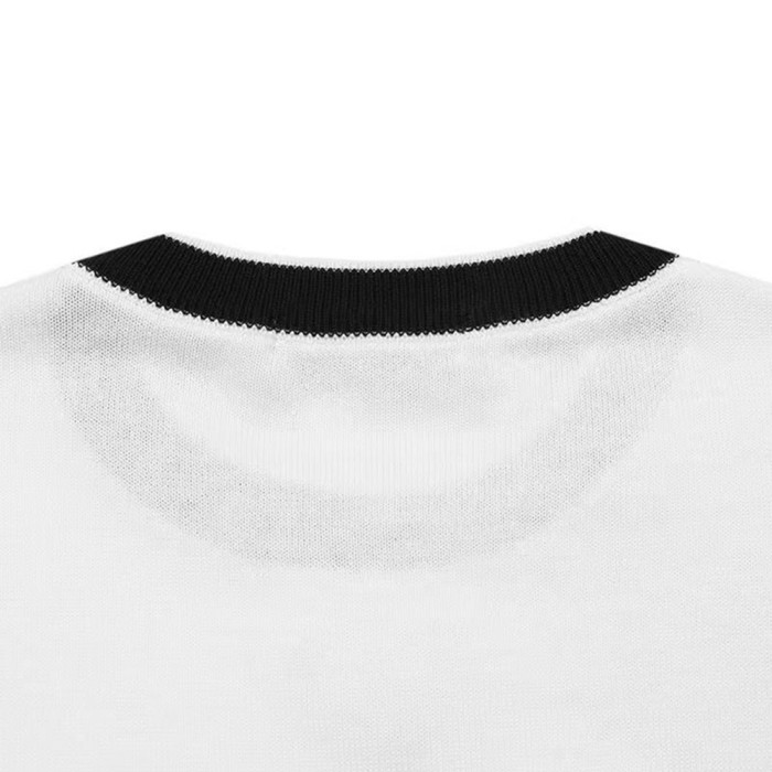 Men Women Knit T-shirt Short Sleeve T-shirt Pullover Tops Sweatshirt Unisex Tee Casual T-shirt